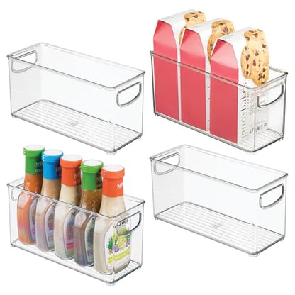 iDesign Slim Clear Plastic Stackable Storage Bin, Tall Narrow, 4-Pack | Kitchen or Pantry Organizer - style: Pack of 4