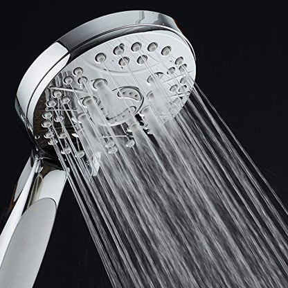 High Pressure 6-setting Luxury Handheld Shower Head – Extra Long 6 Foot Stainless Steel Hose – Anti Clog Jets – Anti Slip Grip – Top US Brand – Includes Extra Wall Bracket – Chrome Finish - color: Chrome, style: 2.5 Gallons Per Minute
