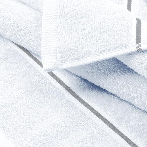 MyOwn Ultra Soft 6 Pack Cotton Towel Set, Contains 2 Bath Towels 28x55 inch, 2 Hand Towels 16x24 inch & 2 Wash Coths 12x12 inch, Ideal Everyday use, Compact & Lightweight - White - color: White, size: 6 Piece Set