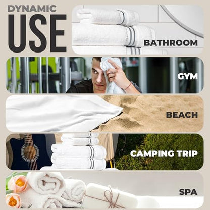 8-Piece Premium Towel Set, 2 Bath Towels, 2 Hand Towels, and 4 Wash Cloths, 100% Ring Spun Cotton Highly Absorbent Towels for Bathroom, Gym, Hotel, and Spa - color: Gray