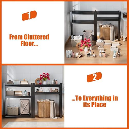 Over the Washer and Dryer Storage Shelf, Height-Adjustable Storage Shelf with Fence, 5-Tier Metal Organizer Rack for Washer Dryer, Sturdy Shelving Unit for Kitchen, Apartment (72"Hx35.4"Wx15.8"D) - size: 72"Hx35.4"Wx15.8"D