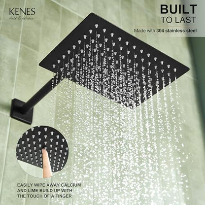 KENES Matte Black Rainfall Bathroom Shower System Rain Shower Head and Handle Set, Shower Faucet Set with 10-Inch Rain Showerhead and Handheld Spray, (Shower Valve Included), LJ-6026A-2 - color: Matte Black, style: Showerhead and Handheld