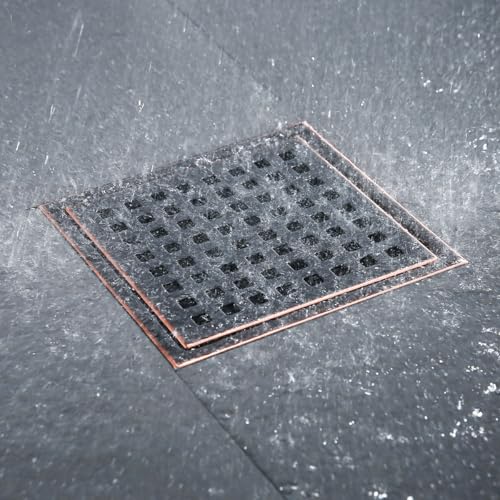 Square Shower Drain 6 Inch Oil Rubbed Bronze,Quadrato Pattern Grate Removable, Hair Strainer,SUS304 Stainless Steel,SW98738-ORB-15a. - color: Oil Rubbed Bronze