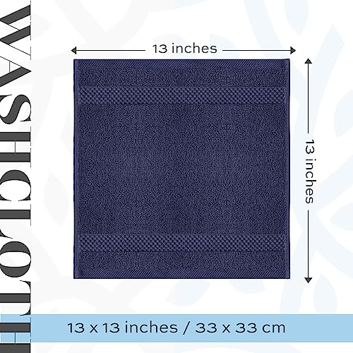 White Classic Luxury Cotton Washcloths 13x13 Inch - 650 GSM Turkish Cotton | Hotel, Spa, Bathroom Face Towel | 12 Pack, Navy Blue - color: 14: Navy Blue