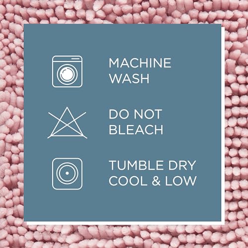 TOWN & COUNTRY BASICS Spa Step Noodle Solid Bathroom Toilet Lid Cover, Plush, Soft, and Absorbent, Machine Washable, Blush, 18.5"x19.6" - color: Blush
