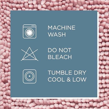 TOWN & COUNTRY BASICS Spa Step Noodle Solid Bathroom Toilet Lid Cover, Plush, Soft, and Absorbent, Machine Washable, Blush, 18.5"x19.6" - color: Blush