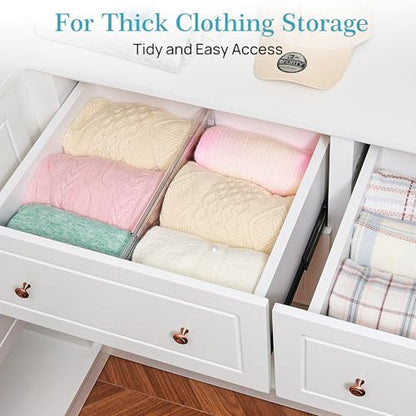 Vtopmart 6" Tall Upgrade Drawer Dividers, 12.8"-22.3" Expandable, 8 Pack | Deep Drawer Organizer, Big Drawer Separator, Clear plastic Adjustable Storage Divider for Dresser, Baby Supplies, Kitchenware - size: Tall-6" without Inserts
