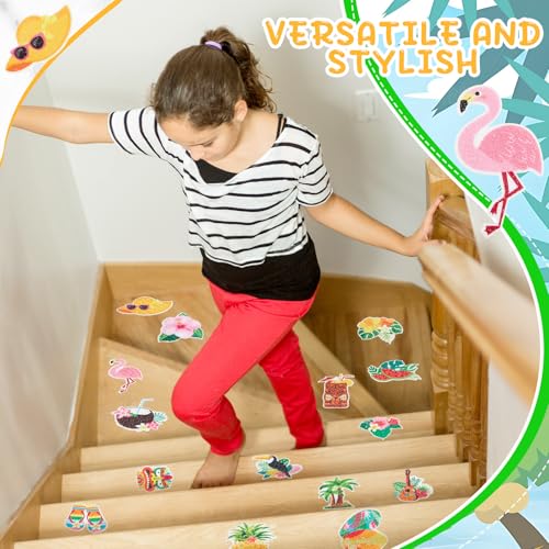 Fullhawl 30 Pcs Tropical Non Slip Shower Stickers, Bathtub Safety | 30 Pack Tropical Style, Vibrant Decorative Pattern, Slip Resistant Surface, Adds Safety to Shower and Bathtub Floors - style: Hawaii