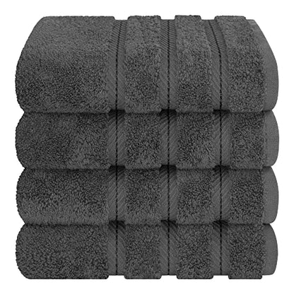 American Soft Linen 100% Cotton Luxury Turkish Towels, 4 PC Hand Towel Set | Soft Absorbent Quick Dry OEKO Tex Standard 100 Certificated Durable Machine Washable Premium Hotel Quality - color: Dark Gray, size: 16"x28"