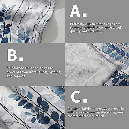 Giwawa Blue Eucalyptus Leaves Hand Towels Set of 2 Rustic Wood Soft Guest Bath Towel Kitchen Dish Towels Spa Home Bathroom Decorations - color: Blue Leaf Wood