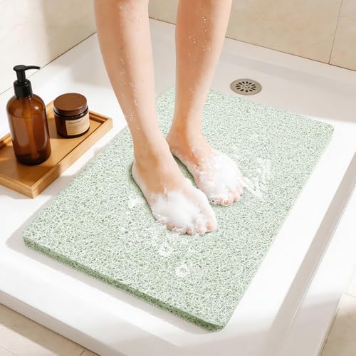 17 * 24in Shower Mat Bathtub Mat Non Slip | Bathmats Non Slip, Quick Drying Foot Scrubber Loofah Mats for Inside Shower, Tub, Bathroom, Home, Mint Green - color: Mint Green, size: 24" x 17" (Rectangular)