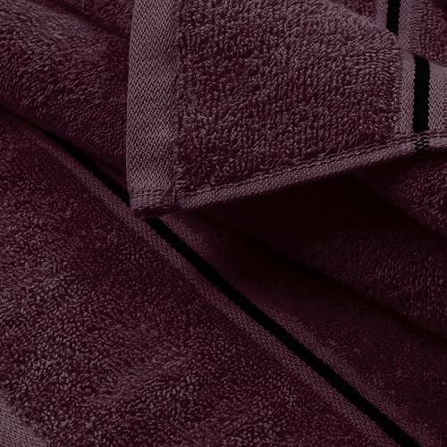 MyOwn Ultra Soft 6 Pack Cotton Towel Set, Contains 2 Bath Towels 28x55 inch, 2 Hand Towels 16x24 inch & 2 Wash Coths 12x12 inch, Ideal Everyday use, Compact & Lightweight - Burgundy - color: Burgundy, size: 6 Piece Set