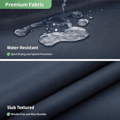 eachope No Hook Shower Curtain with Snap-in Fabric Liner Set,Slub Textured Fabric Shower Curtains for Bathroom,Hotel Style Modern Shower Curtain,Water Repellent & Washable,71x74(72),Navy Blue | Hotel Style Fabric with See-Through Top Window, Water Repelle
