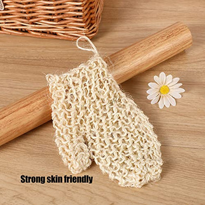 3Pcs Exfoliating Loofah Back Scrubber, Long Body Washcloth Towel Sisal Glove Deep Clean Shower Loofah Set for Home Travel Bathroom