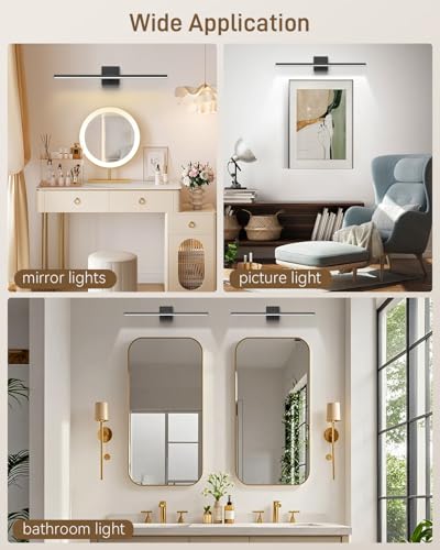 Black Long Vanity Lights, Morden Bathroom Light Fixtures with 5CCT&Dimmable Bath Wall Lamp, 220° Rotatable Hallway Bedroom, 32IN Vanity LED Bar Over Mirror for Makeup Shaving Skincare-ETL Certified - size: 32IN