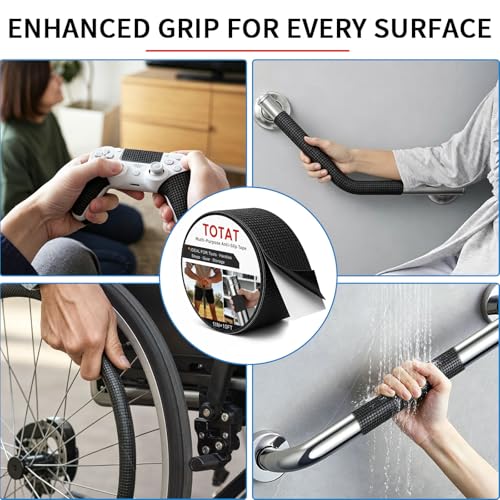 Textured Grip Tape, 1IN x 10FT Strong Anti Slip Rubber Tape, Waterproof & Heat Resistant with High Adhesion for Tools, Gym Equipment, Bicycle Handlebars and Slippery Surfaces (Black) - color: Black, size: 1IN x 10FT