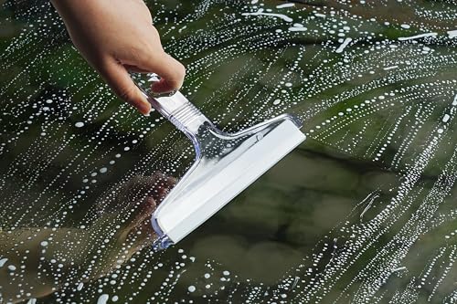New Talent 2 PCS Shower Squeegee Transparent, for Shower Glass, Shower Doors, Bathroom, Window and Car Glass(1 Large and 1 Small) - color: Clear & White