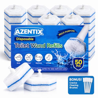 50PCS Toilet Wand Refills – Compatible with Clorox Toilet Wand, Bathroom Bowl Cleaners, Disposable Brush Replacement Head Scrubbers, Scrubbing Refill Pads with Fresh Scent, Toilet Brush Heads