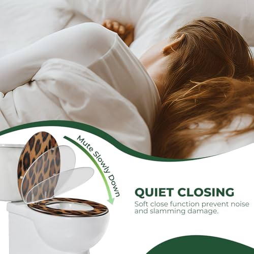 Elongated Resin Toilet Seat, Quietly Close Quick Release Hinges Cover | Toilet Lid Cover Easy to Clean and Install, textile texture animal pattern Heavy Duty Toilet Seat - color: pattern9, size: V-shape