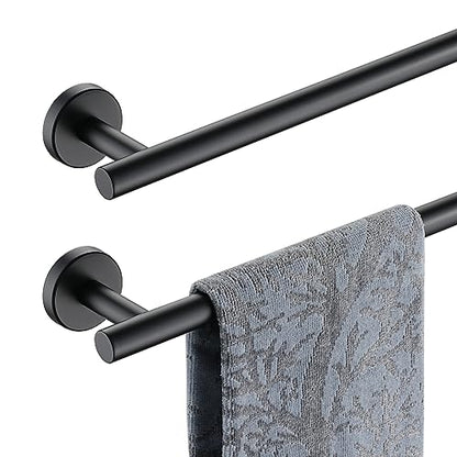 JQK Black Bath Towel Bar, 33 Inch 304 Stainless Steel Thicken 0.8mm Towel Rack Bathroom, Towel Holder Matte Black Wall Mount, Useable Length 30 Inch 2 Pack, TB110L30-PB-P2 - color: Black, size: 33 Inch (2 Pack)
