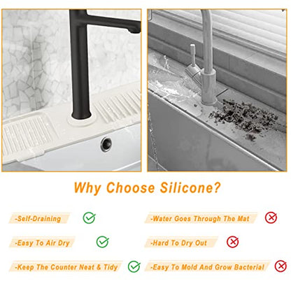 Sink Splash Guard Silicone Sink Faucet Mat Sink Accessories | for Kitchen, Bathroom, Sink Sponge Holder (White) - color: White