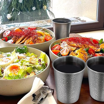 Alimat PluS 12 Oz Stainless Steel Cups 8 Pack, 350ml Metal Drinking Cups | for Bar, Home, Restaurant, Outdoor