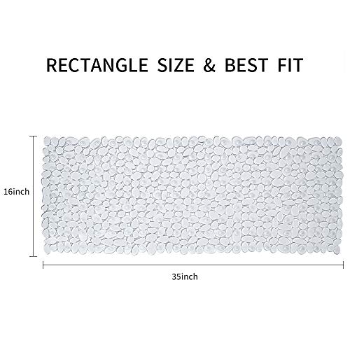 Pebble Bath Mat for Bathtub to Anti Slip Bathtub Mat in Shower with 16 Inches by 35 Inches (Clear) - color: Clear