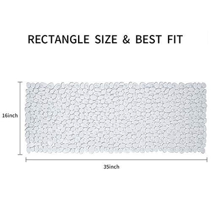 Pebble Bath Mat for Bathtub to Anti Slip Bathtub Mat in Shower with 16 Inches by 35 Inches (Clear) - color: Clear