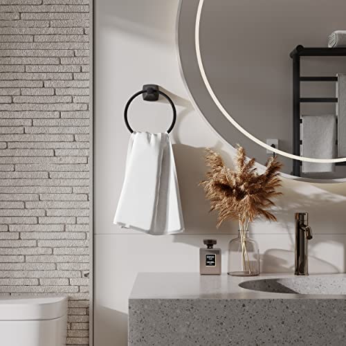 Hand Towel Holder for Bathroom Kitchen Matte Black Towel Ring Towel Hanger Stainless Steel and Zinc Alloy Wall Mount - color: Matte Black
