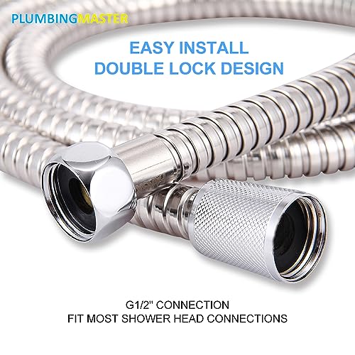 79 Inches Stainless Steel Handheld Shower Head Hose Replacement with Brass Nut Long Fexible Shower Hose Extension - size: 79 inch(1pcs)