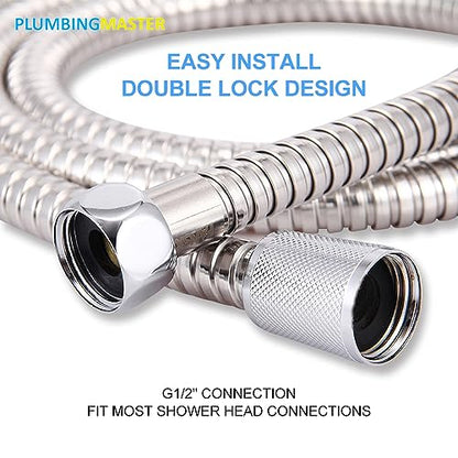79 Inches Stainless Steel Handheld Shower Head Hose Replacement with Brass Nut Long Fexible Shower Hose Extension - size: 79 inch(1pcs)