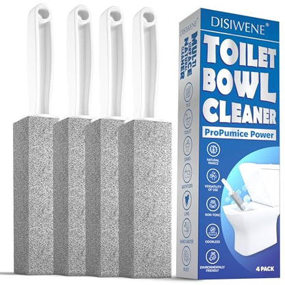 DISIWENE Pumice Cleaning Stone with Handle Toilet Bowl Cleaner Hard Water Ring Remover for Bath/Pool/Kitchen/Household Cleaning (4, 4 Pack with Handle) - color: 4 Pack with Handle