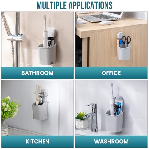 TAILI Suction Toothbrush Holder, Powerful Toothpaste Toothbrush Suction Cup, Self-draining Shower Razor Holder, Shower Toothbrush Holder for Wall, Kitchen Tableware Holder, Gray - color: Gray