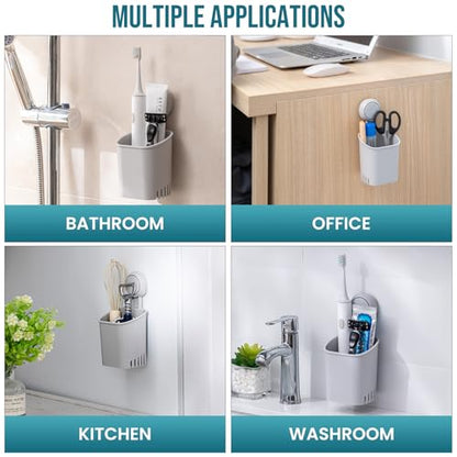 TAILI Suction Toothbrush Holder, Powerful Toothpaste Toothbrush Suction Cup, Self-draining Shower Razor Holder, Shower Toothbrush Holder for Wall, Kitchen Tableware Holder, Gray - color: Gray
