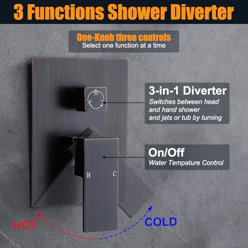 Enga Rainfall Shower System with 6 Body Jets 12" Ceiling Mount Rain Shower, Multi Shower Head System Shower Contain Rough-in Shower Valve, Oil Rubbed Bronze - color: Oil Rubbed Bronze, style: Ceiling Mount - 6 Jets