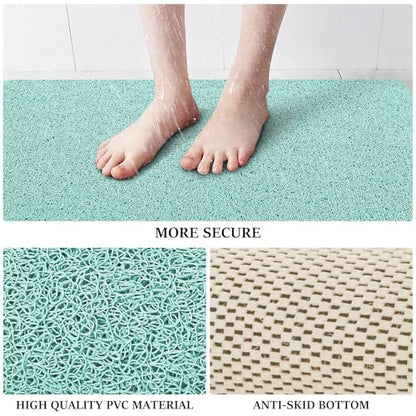 LuxStep Shower Mat Bathtub Mat Non-Slip Bath Mat with Drain, Quick Drying | 24x16 inch PVC Loofah Bathmat for Tub,Shower,Bathroom (Phthalate Free, Green) - color: Green, size: 24" x 16"