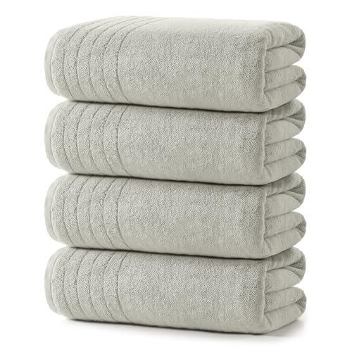 REDKISS Luxury Bath Towels Set of 4, 35x70 in, Highly Absorbent & Quick Dry, Super Soft Extra Large Premium Thick Cotton Light Gray Bath Sheets for Shower, Hotel, Bathroom, Spa - color: Light Gray01, size: Set of 4