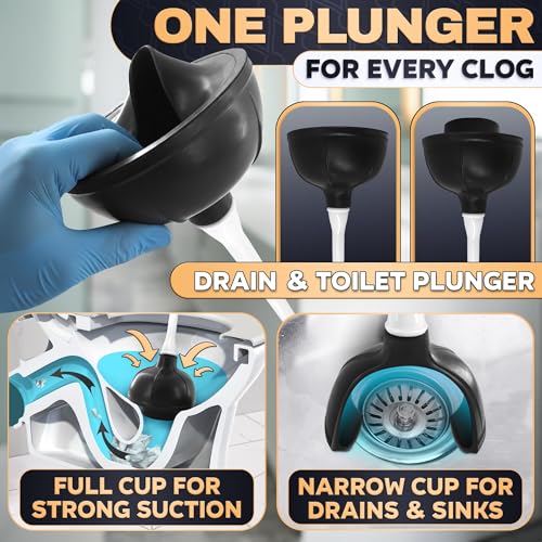 2 in 1 Toilet Plunger and Brush Set White, 9.3×6.3×15.2 in | Toilet Brush and Plunger Set White with Stiff Bristles, Strong Vacuum Suction and Holder, Easy to Place and Simple to Store - color: White With Plunger