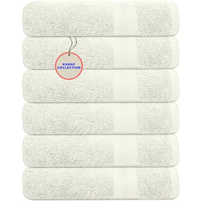 KAHAF COLLECTION 100% Cotton Bath Towels, 24x48 Pack of 6 Towels, Quick Dry, Highly Absorbent, Soft Feel Towel, Gym, Spa, Bathroom, Shower, Pool, Luxury Soft Towels (Cream, 24x48-6 Pack) - color: Cream, size: 24x48 - 6 PACK
