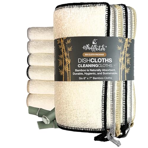 Dishcloths Kitchen Dishrag Cleaning Scrub Reusable 6pk 6x7in | Bamboo-Rayon, Absorbent, Scrub-Non-Scratch, Washable, Durable, Fast-Drying, Multi-Surface, Hand-Sized, Household Cleaning - color: Classic Neutrals, size: 6" x 7" -6 Pack