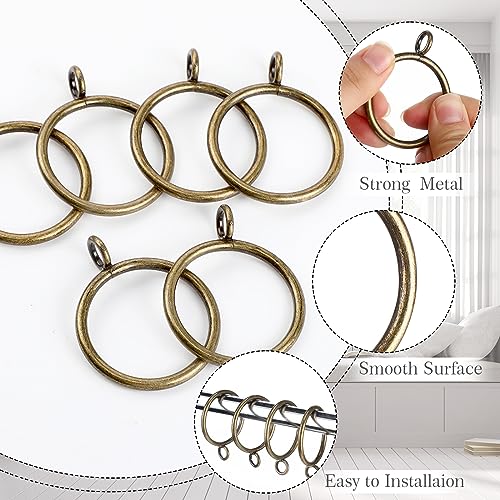 Maitys 100 Pcs Metal Curtain Rings with Eyelet 1.5-inch Inner Diameter Eyelet Curtain Rings for Drapery Clips Hooks for Sliding Window Bathroom Door Shower Rod (Bronze) - color: Bronze