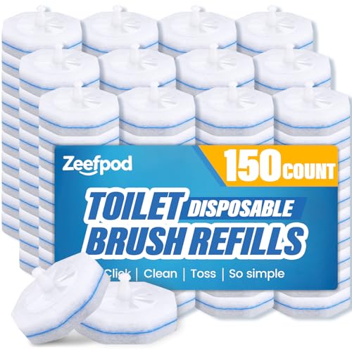 150 Pack Toilet Brush Refills, Disposable Toilet Cleaning Pads | Textured Toilet Scrubber Replacement Heads for Bathroom Cleaning, Designed for Everyday Household Use - size: 1 Count (Pack of 150)