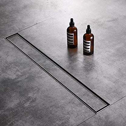 AVSIILE Linear Shower Floor Drain, 40 Inch Brushed Nickel 304 Stainless Steel Bathroom Drains Kit, Rectangular Shower Trench Drain with Reversable Tile-in Pattern Drain Cover & Hair Catcher - color: Brushed Stainless, size: 40 Inch