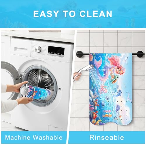 Upgrade Cartoon Baby Bath Mat Non Slip - 40"x16" Extra Long Bathtub Mat for Baby Eco Friendly Durable Bath Mat for Tub Non Slip Kids Tub Mat with Suction Cups, Machine Washable and No Fading, Mermaid - color: F-mermaid-3