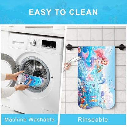 Upgrade Cartoon Baby Bath Mat Non Slip - 40"x16" Extra Long Bathtub Mat for Baby Eco Friendly Durable Bath Mat for Tub Non Slip Kids Tub Mat with Suction Cups, Machine Washable and No Fading, Mermaid - color: F-mermaid-3