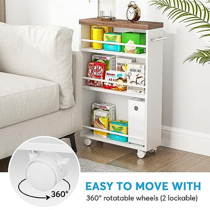 Tribesigns Slim Storage Cart, Rolling Narrow Kitchen Cart on Wheels for Small Place, 4-Tier Slide Out Slim Utility Cart Skinny Laundry Cart with Handle for Kitchen, Bathroom, Laundry - style: Modern