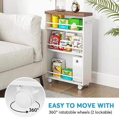 Tribesigns Slim Storage Cart, Rolling Narrow Kitchen Cart on Wheels for Small Place, 4-Tier Slide Out Slim Utility Cart Skinny Laundry Cart with Handle for Kitchen, Bathroom, Laundry - style: Modern
