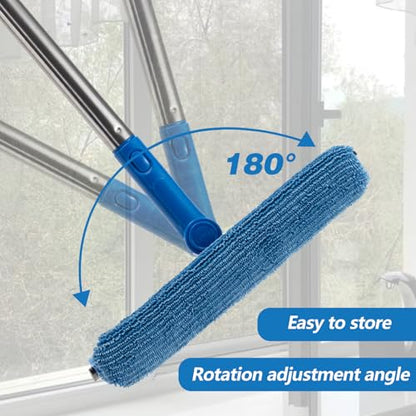 Professional Window Squeegee,2 in 1 Window Cleaner with Long Stainless Steel Handle,Sponge Car Window Squeegee for Gas Station, Glass,Shower (68" Pole)