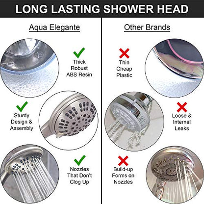 Aqua Elegante Luxury Handheld Shower Head - 1.8 GPM - Brushed Nickel | 6 Function High Pressure Hand Held Showerhead for Low Water Flow with Self-Clean Nozzles, Easy Install Replacement Sprayer - color: Brushed Nickel, size: 1.8 GPM