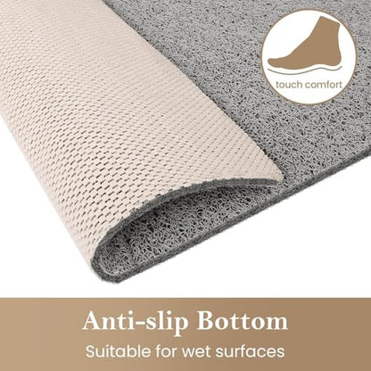 SoftDuo Shower Mat Bathtub Mat Non-Slip Soft Tub Mat | 24x16 inch,PVC Loofah Bath Mat with Drain for Tub and Bathroom,Quick Drying,Grey - color: Grey, size: 24" x 16" (Rectangular)